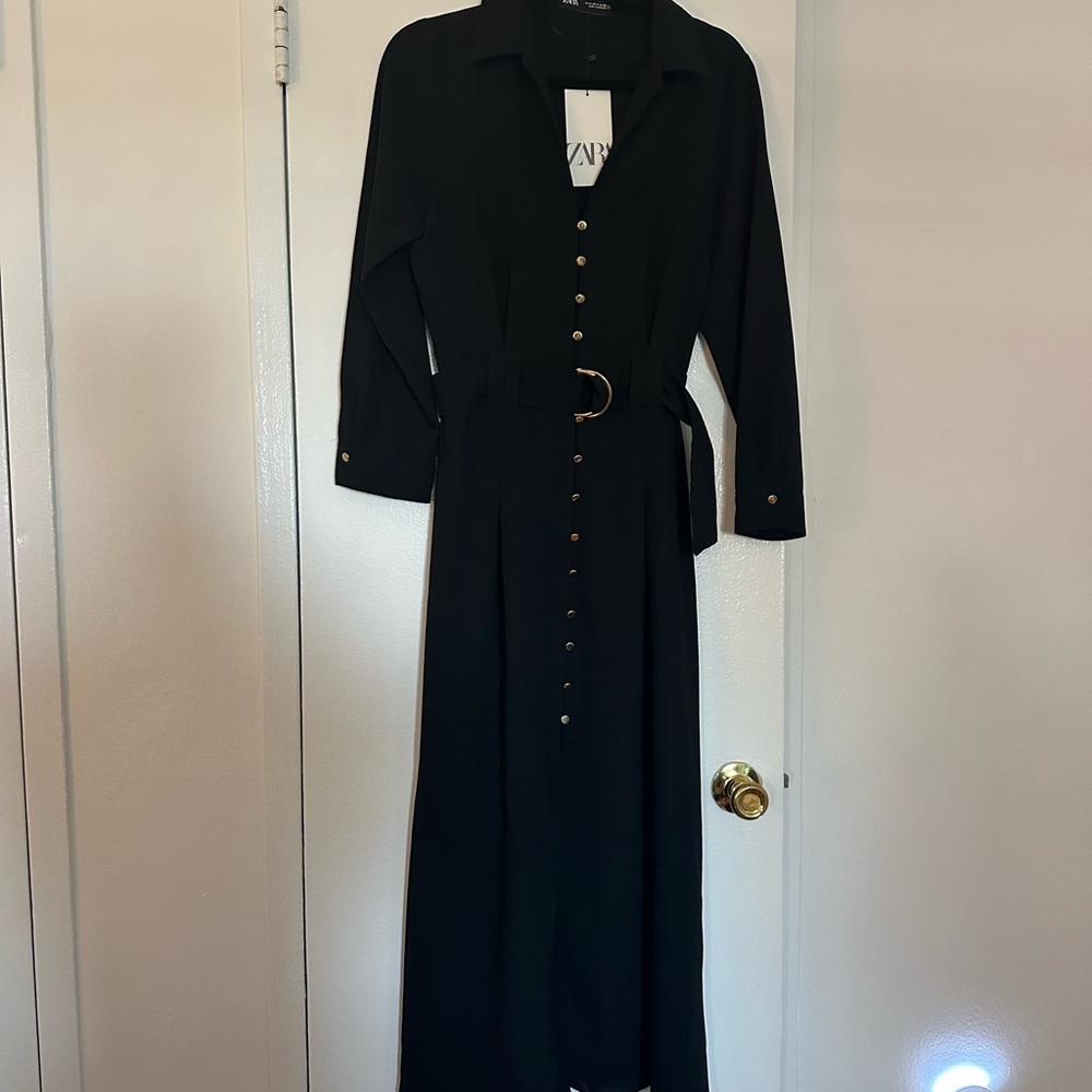 Zara Black Long Sleeve Dress